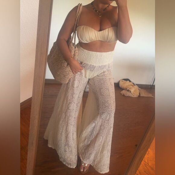 Crochet white beach pants - Picture 3 of 6